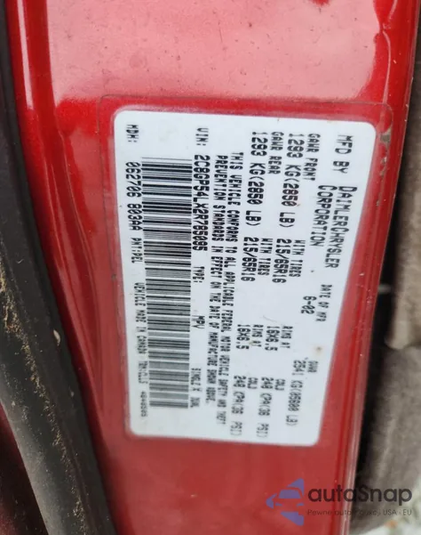 2002 Chrysler Town & Country Lxi из США, поврежденный, VIN 2C8GP54LX2R785095